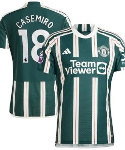 Alternative view of Casemiro Manchester United adidas 2023/24 Away Authentic Player Jersey - Green/Red