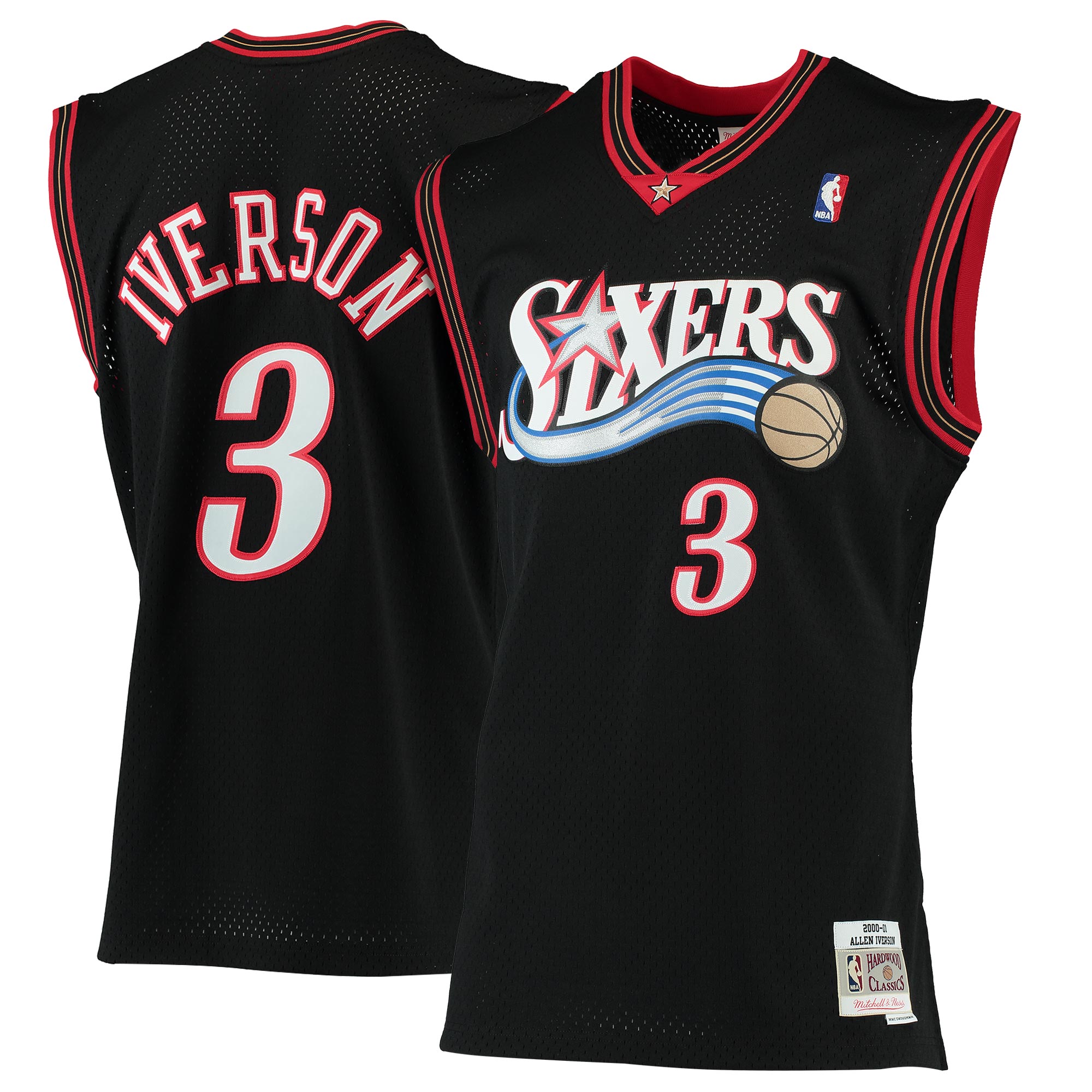 Allen Iverson Philadelphia 76ers 1996/97 Hardwood Classics Swingman Jersey - White/Red/Royal/Black - Image 7
