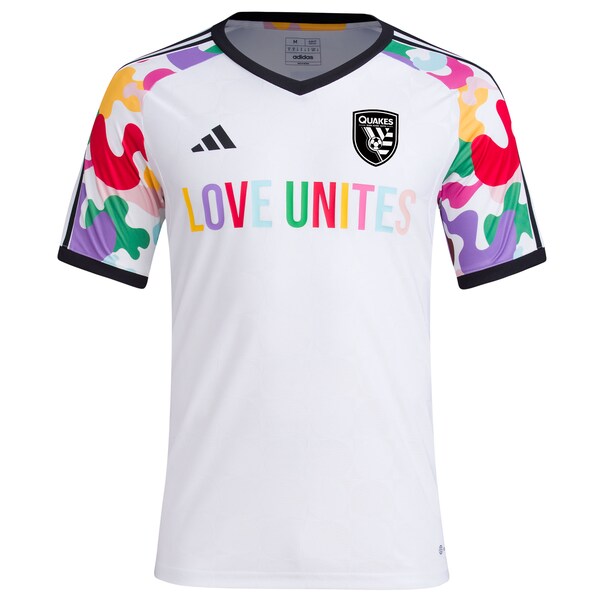 San Jose Earthquakes adidas 2024 Pride Pre-Match Top - White - Image 2
