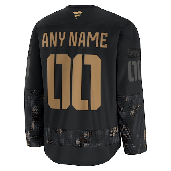Tampa Bay Lightning 2024 Military Appreciation Personalized Long Sleeve Practice Jersey - Black - Image 3