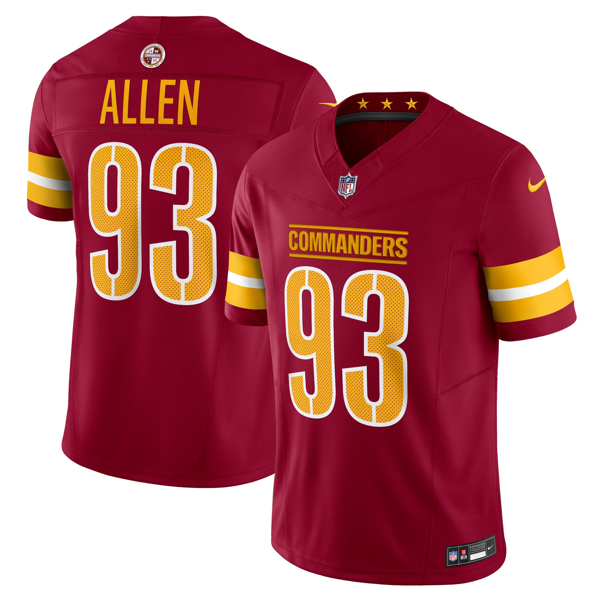 Jonathan Allen Washington Commanders Nike Alternate Vapor F.U.S.E. Limited Jersey - Black/Burgundy - Image 6