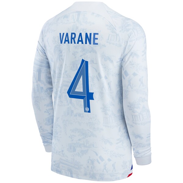 Raphael Varane France National Team Nike 2022/23 Away Breathe Stadium Replica Long Sleeve Jersey - White - Image 5