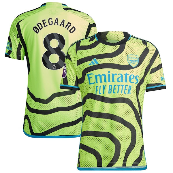 Martin Odegaard Arsenal adidas 2023/24 Away Authentic Player Jersey - Yellow/Red - Image 2