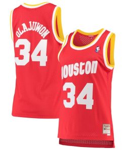 Alternative view of Hakeem Olajuwon Houston Rockets Women's 1993/94 Hardwood Classics Swingman Jersey - Red/Navy