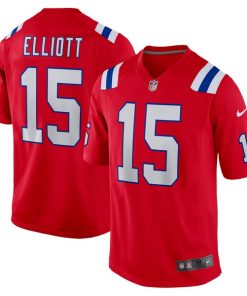 Alternative view of Ezekiel Elliott New England Patriots Nike Male Adult Alternate Game Player Jersey - Red/Navy/White