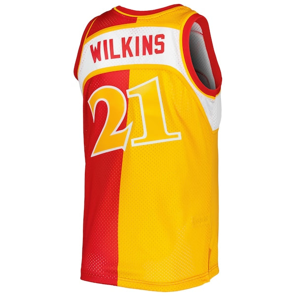 Dominique Wilkins Atlanta Hawks Hardwood Classics 1986/87 Split Swingman Jersey - Yellow/Red - Image 3