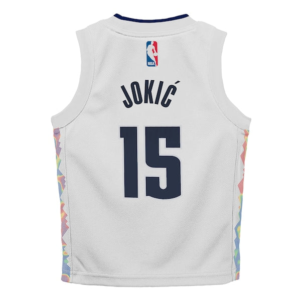 Nikola Jokic Denver Nuggets Nike Preschool 2024/25 Swingman Player Jersey - City Edition - White - Image 3