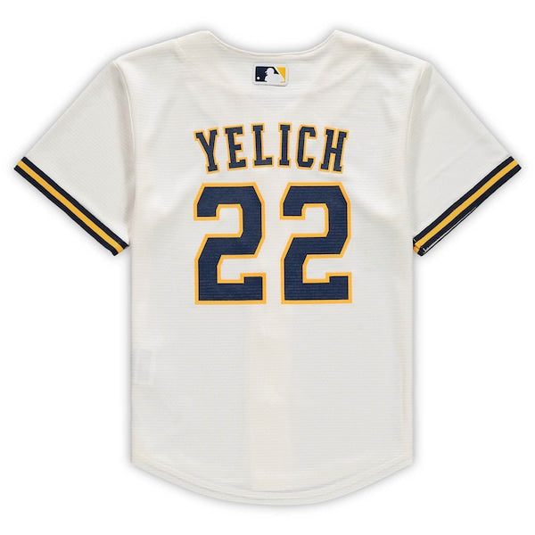 Christian Yelich Milwaukee Brewers Nike Preschool Home Replica Player Jersey - Cream - Image 3