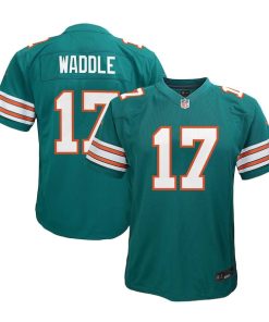 Jaylen Waddle Miami Dolphins Nike Youth Alternate Player Game Jersey - Aqua