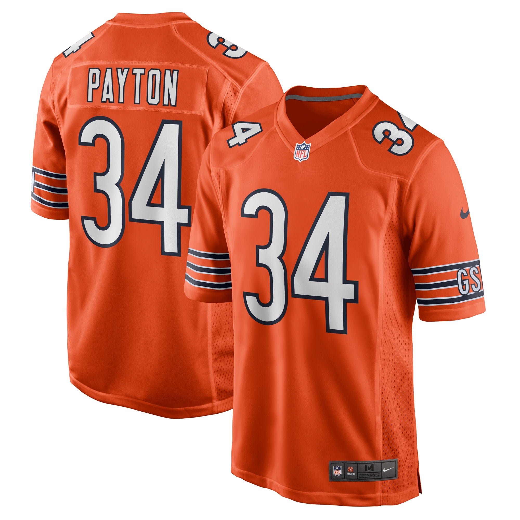 Walter Payton Chicago Bears Nike Retired Player Away Game Jersey - White/Navy/Orange - Image 7