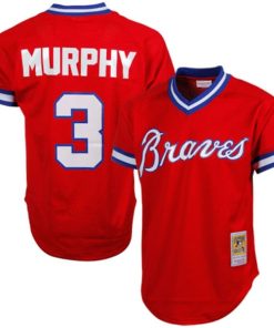 Alternative view of Dale Murphy Atlanta Braves 1980 Authentic Cooperstown Collection Mesh Batting Practice Jersey - Red/Royal