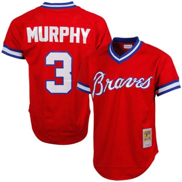 Dale Murphy Atlanta Braves 1980 Authentic Cooperstown Collection Mesh Batting Practice Jersey - Red/Royal - Image 2