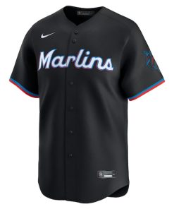 Alternative view of Sandy Alcantara Miami Marlins Nike Alternate Limited Player Jersey - Black/White