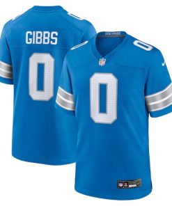Alternative view of Jahmyr Gibbs Detroit Lions Nike Game Player Jersey - Blue/White/Black