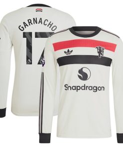 Alternative view of Alejandro Garnacho Manchester United adidas Originals  2024/25 Third Authentic Long Sleeve Jersey - Cream