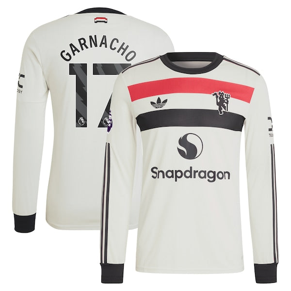 Alejandro Garnacho Manchester United adidas Originals 2024/25 Third Authentic Long Sleeve Jersey - Cream - Image 2