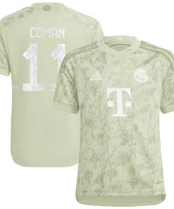 Alternative view of Kingsley Coman Bayern Munich adidas Youth 2023/24 Oktoberfest Replica Player Jersey - Green/White