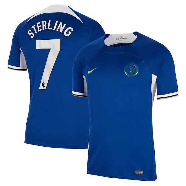 Raheem Sterling Chelsea Nike 2023/24 Home Stadium Replica Jersey - Blue/Mint/Navy - Image 2