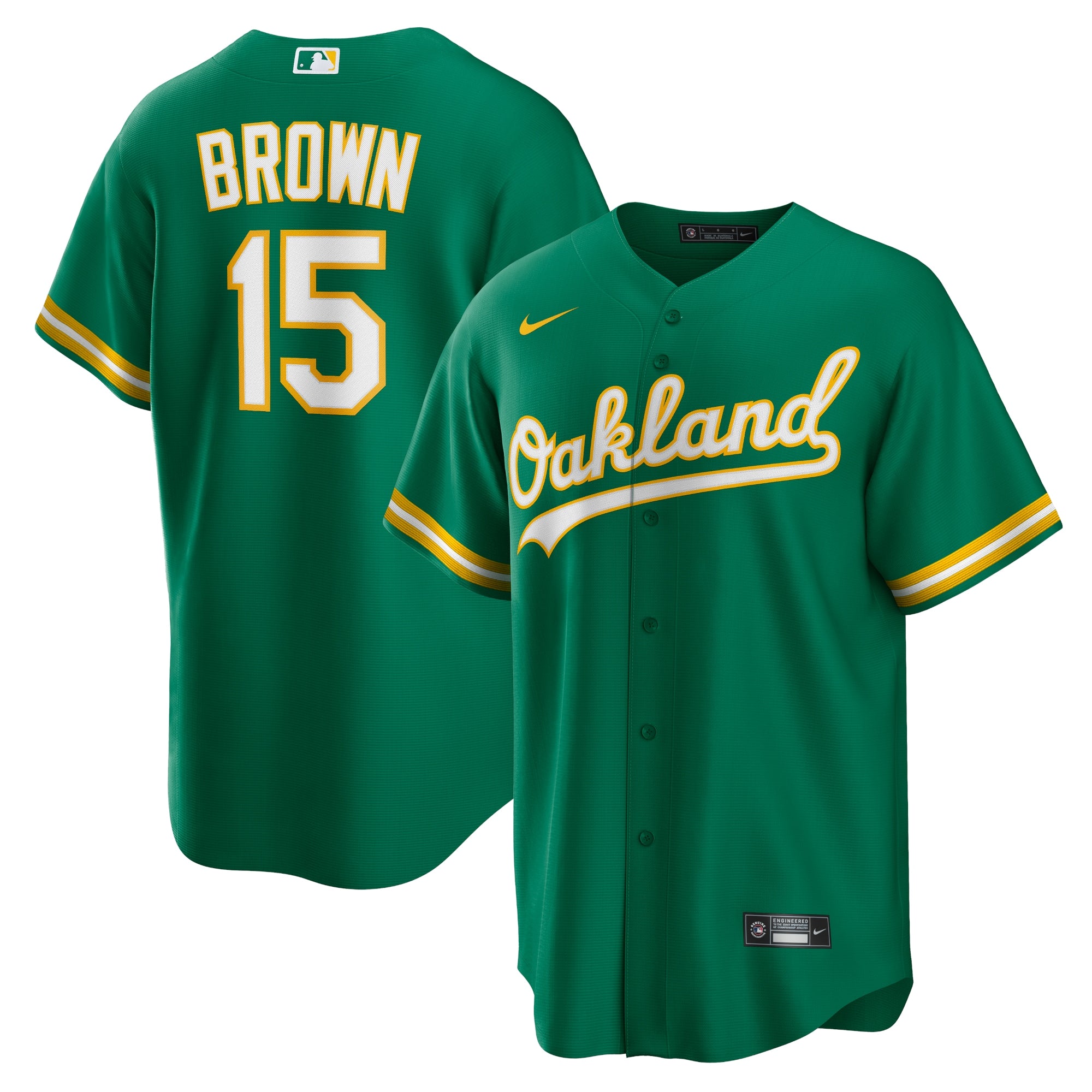 Seth Brown Oakland Athletics Nike Home Replica Jersey - White/Kelly Green - Image 6