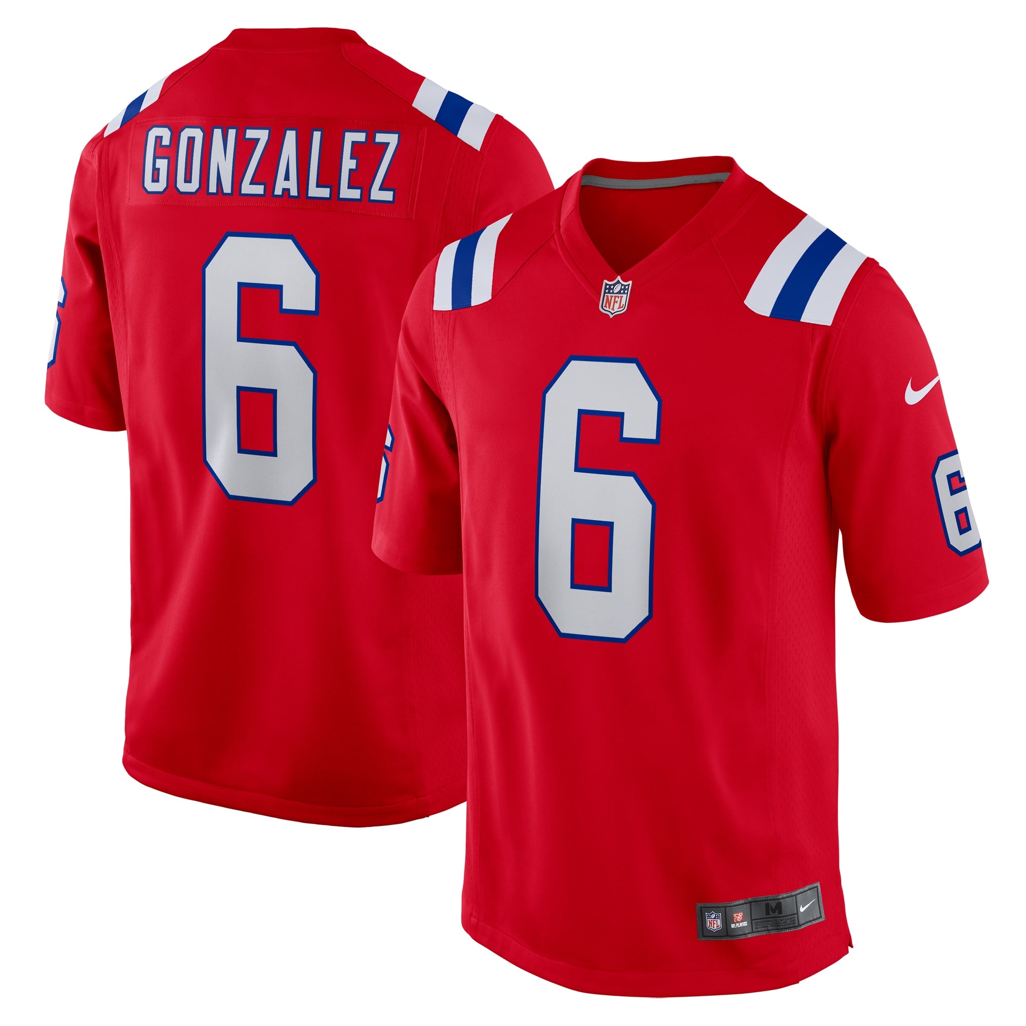 Christian Gonzalez New England Patriots Nike Game Jersey - White/Navy/Red - Image 8
