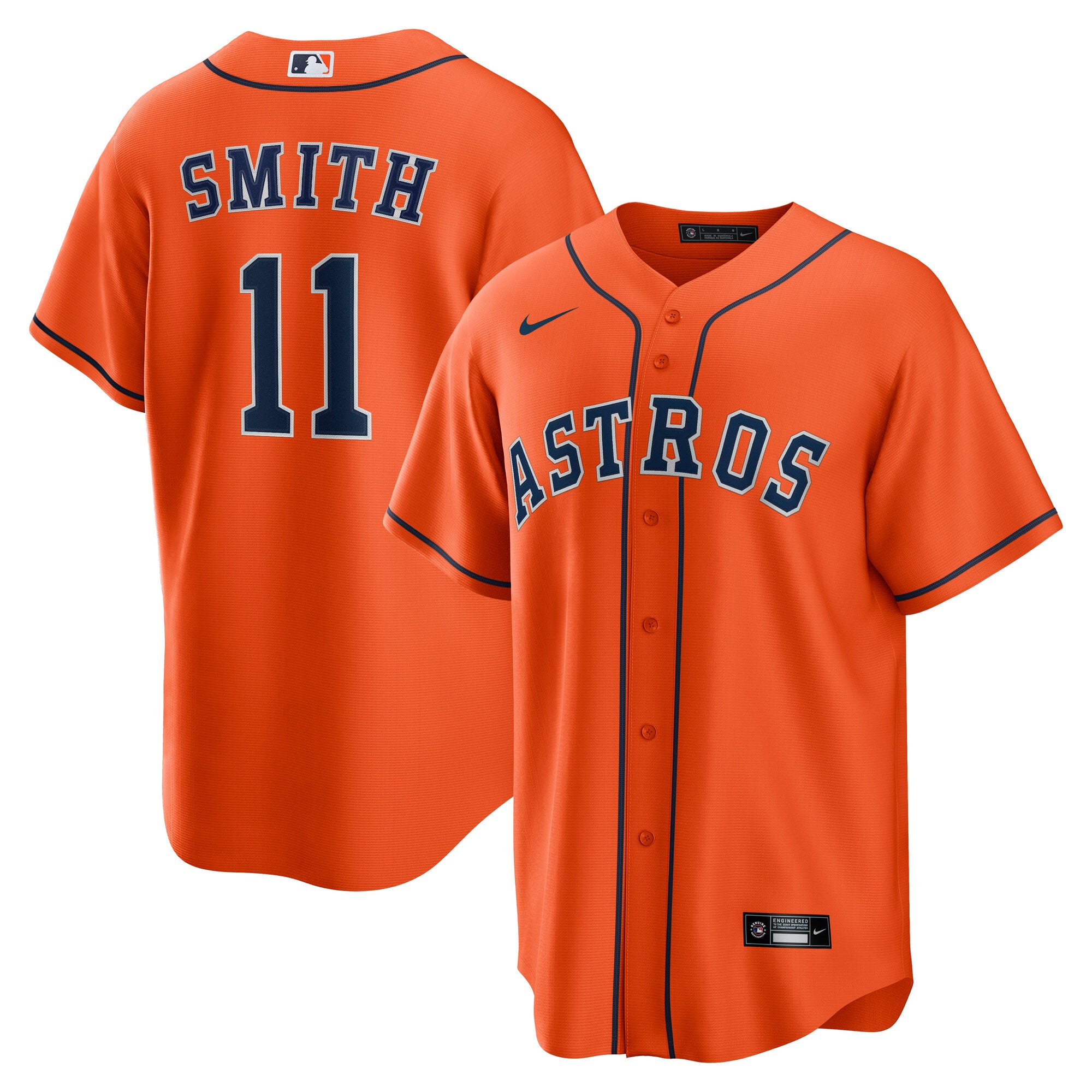 Cam Smith Houston Astros Nike Home Replica Jersey - White/Orange - Image 5