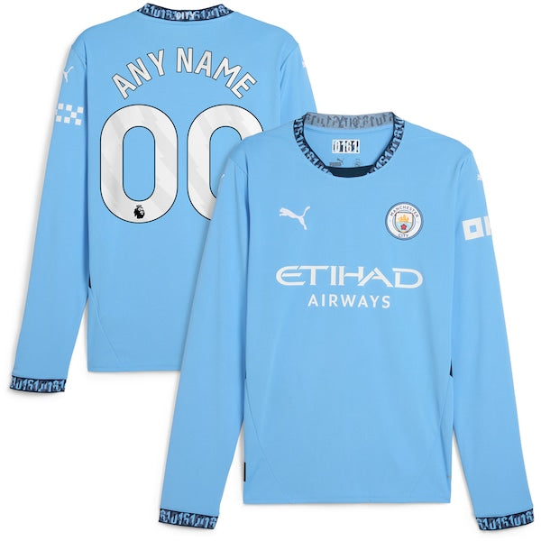 Manchester City Puma 2024/25 Home Replica Long Sleeve Custom Jersey - Light Blue - Image 2