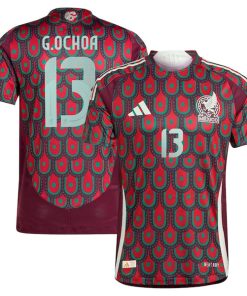 Alternative view of Guillermo Ochoa Mexico National Team adidas 2024 Home Authentic Player Jersey - Burgundy/Green