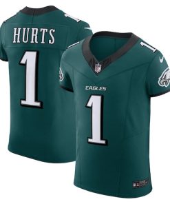 Alternative view of Jalen Hurts Philadelphia Eagles Nike Alternate Vapor F.U.S.E. Elite Jersey - Midnight Green/Black/Kelly Green