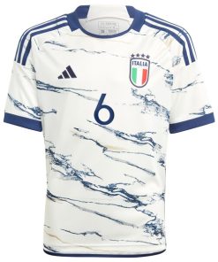 Alternative view of Marco Verratti Italy National Team adidas Youth 2023 Away Replica Jersey - White