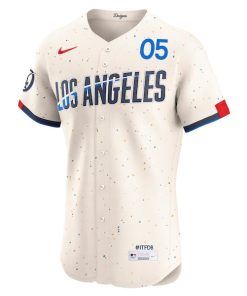 Alternative view of Freddie Freeman Los Angeles Dodgers Nike City Connect Elite Jersey - Cream