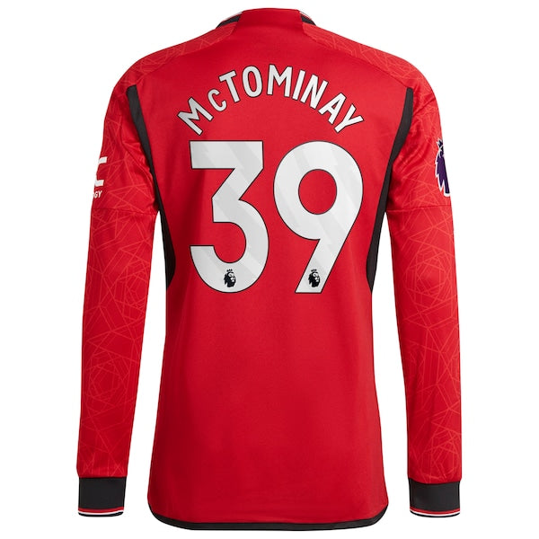 Scott McTominay Manchester United adidas 2023/24 Home Authentic Long Sleeve Player Jersey - Red/Green - Image 4