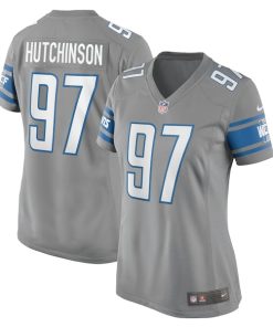 Aidan Hutchinson Detroit Lions Nike Women's Game Jersey - Silver/Blue