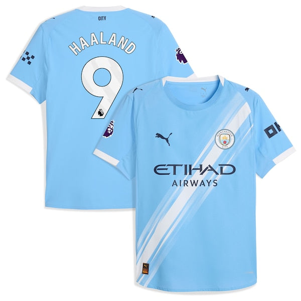 Erling Haaland Manchester City Puma 2025/26 Home Authentic Player Jersey - Sky Blue/Green - Image 2
