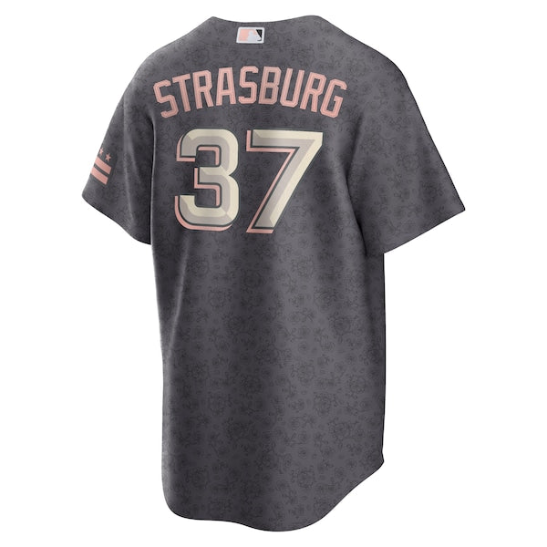Stephen Strasburg Washington Nationals Nike City Connect Replica Player Jersey - Charcoal - Image 2