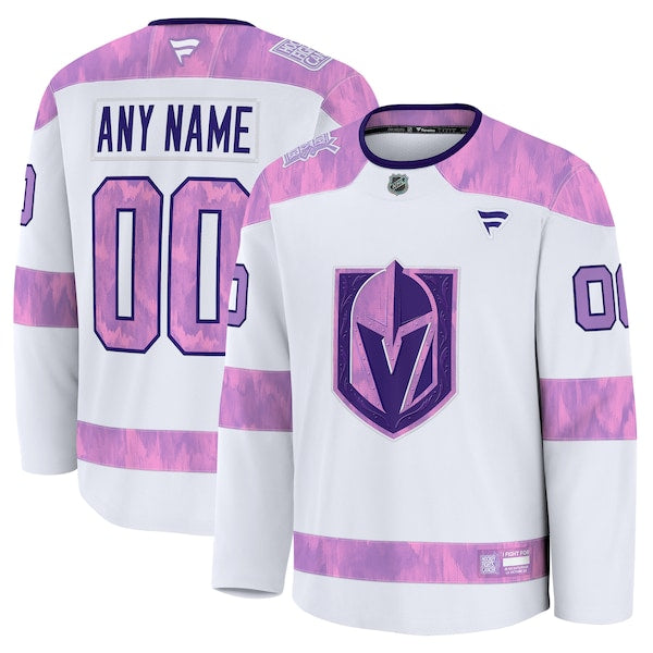 Vegas Golden Knights 2024 Hockey Fights Cancer Custom Practice Jersey - White