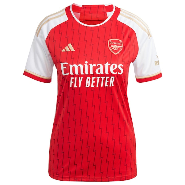Bukayo Saka Arsenal adidas Women's 2023/24 Home Replica Player Jersey - Red/Green/Yellow - Image 3