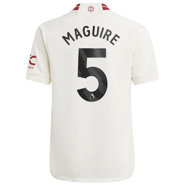 Harry Maguire Manchester United adidas Youth 2023/24 Third Replica Player Jersey - White/Green - Image 4