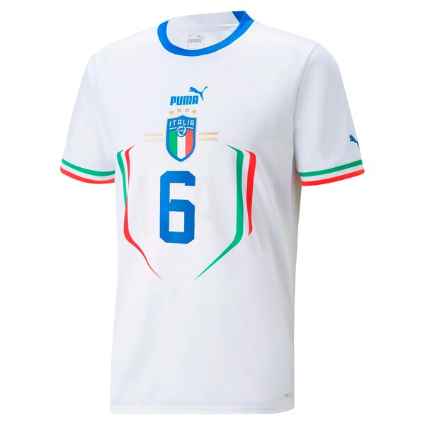 Marco Verratti Italy National Team Puma 2022/23 Away Replica Player Jersey - White - Image 3