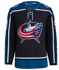 Alternative view of Elvis Merzlikins Columbus Blue Jackets adidas Reverse Retro 2.0 Authentic Player Jersey - Black