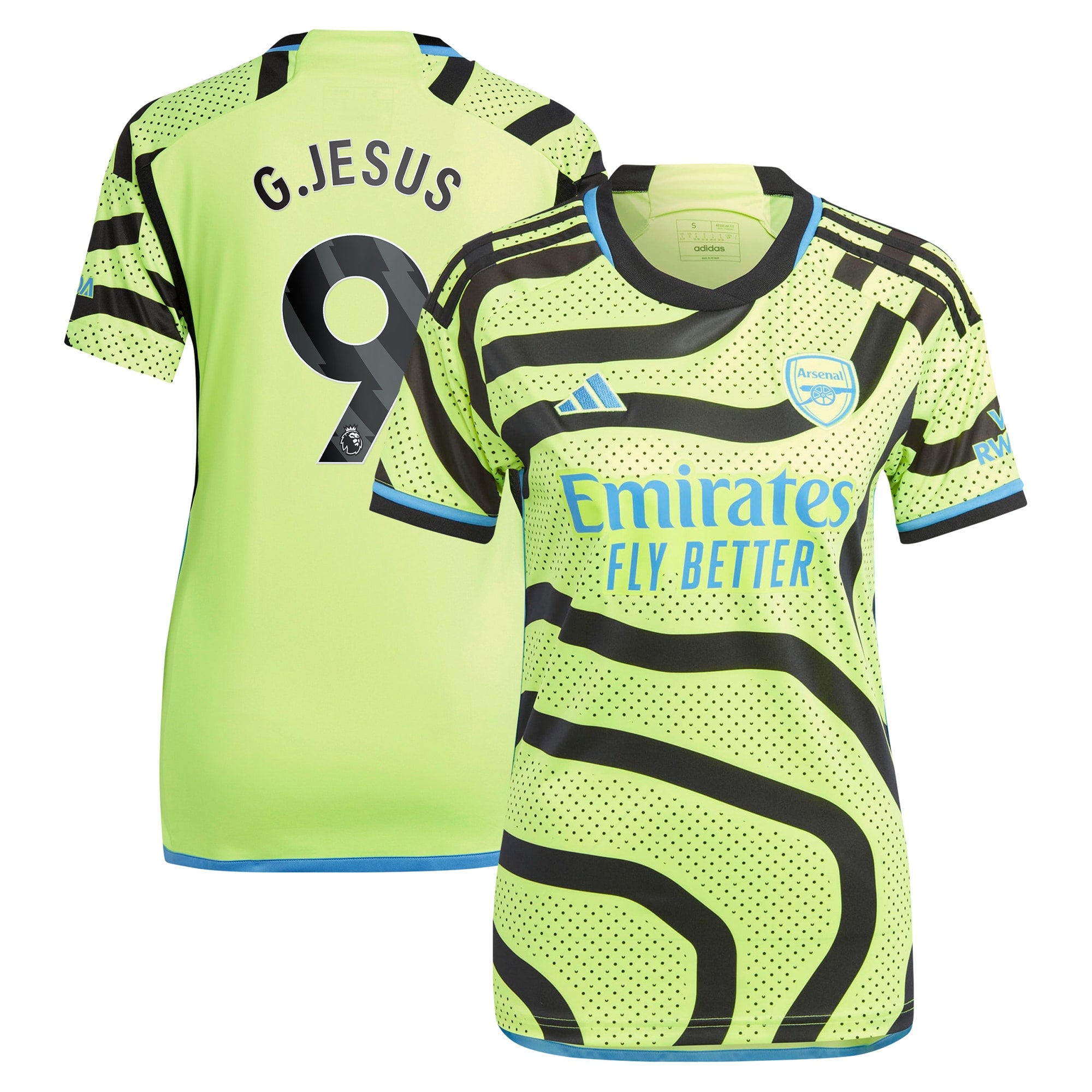 Gabriel Jesus Arsenal adidas Women's 2023/24 Home Replica Player Jersey - Red/Green/Yellow - Image 6