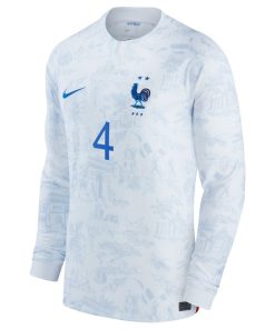 Alternative view of Raphael Varane France National Team Nike 2022/23 Away Breathe Stadium Replica Long Sleeve Jersey - White