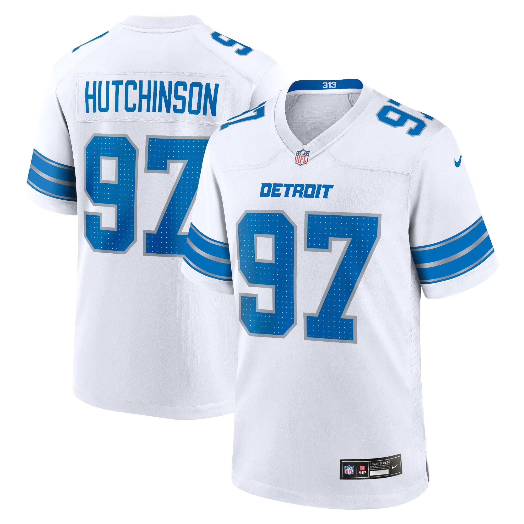 Aidan Hutchinson Detroit Lions Nike Game Jersey - Blue/Black/White - Image 11