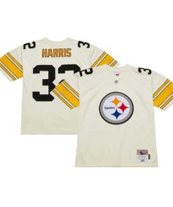 Alternative view of Franco Harris Pittsburgh Steelers Chainstitch Legacy Jersey - Cream