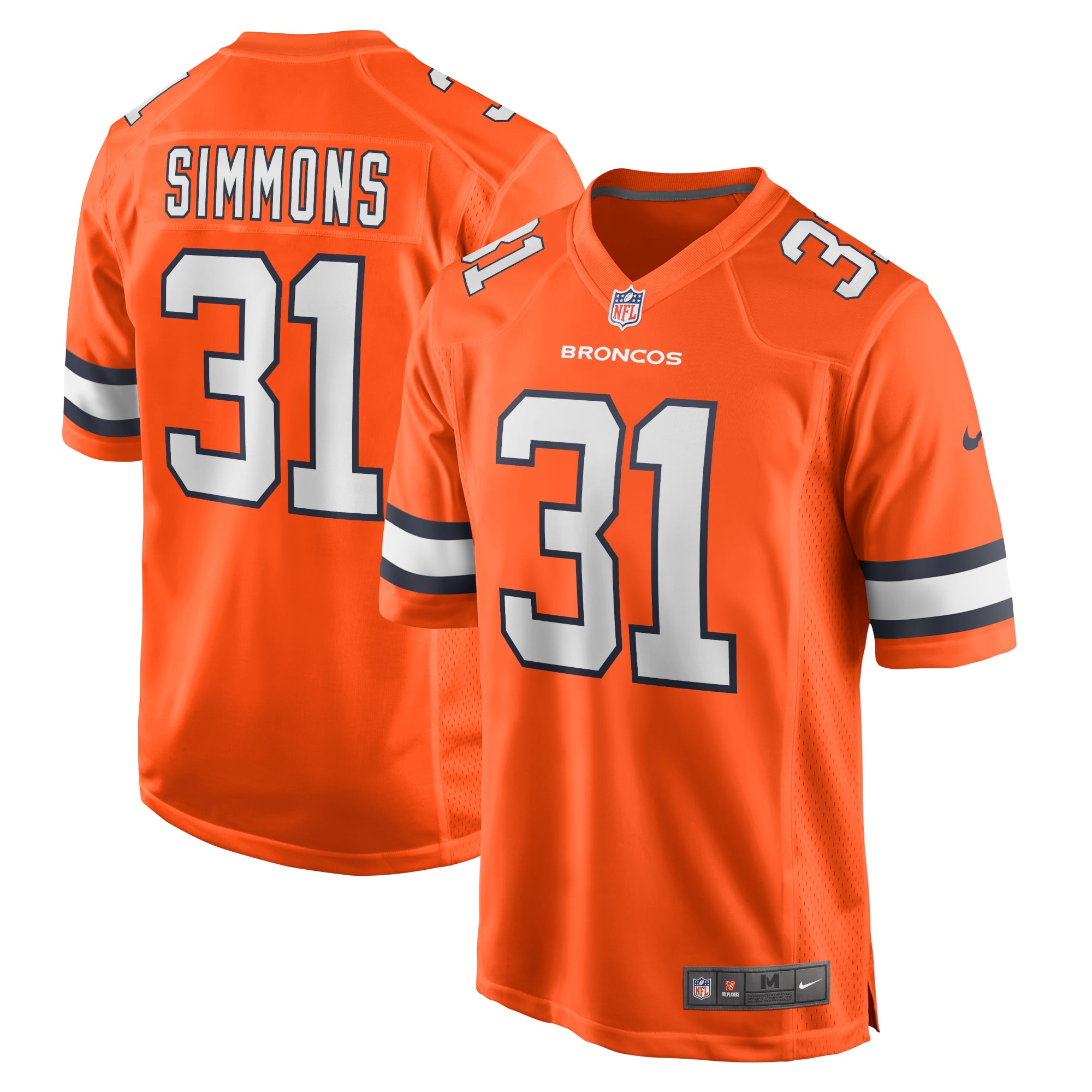Justin Simmons Denver Broncos Nike Alternate Game Jersey - Navy/Orange - Image 5