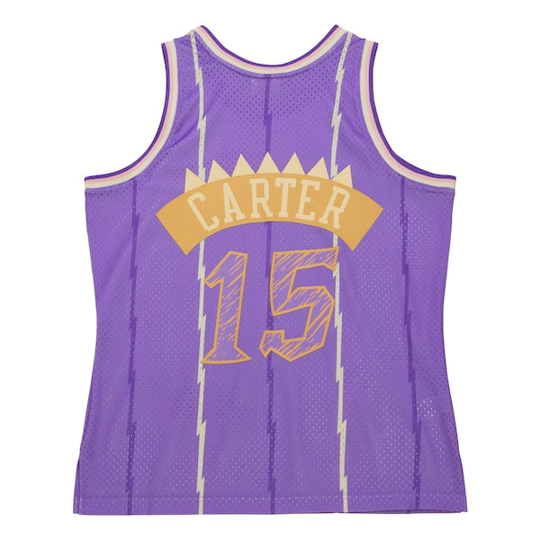 Vince Carter Toronto Raptors 1998/99 Swingman Sidewalk Sketch Jersey - Purple - Image 5