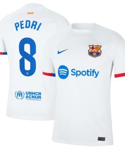 Pedri Barcelona Nike 2023/24 Away Replica Jersey - White/Aqua/Royal