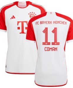 Alternative view of Kingsley Coman Bayern Munich adidas 2023/24 Home Authentic Jersey - White/Black