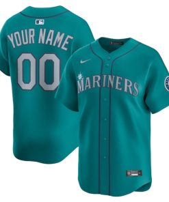 Alternative view of Men's Seattle Mariners  Nike Alternate Limited Custom Jersey- Teal/White