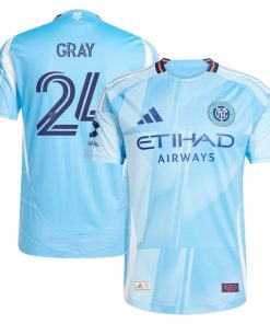 Tayvon Gray New York City FC adidas 2025 The Excelsior Kit Authentic Player Jersey - Light Blue