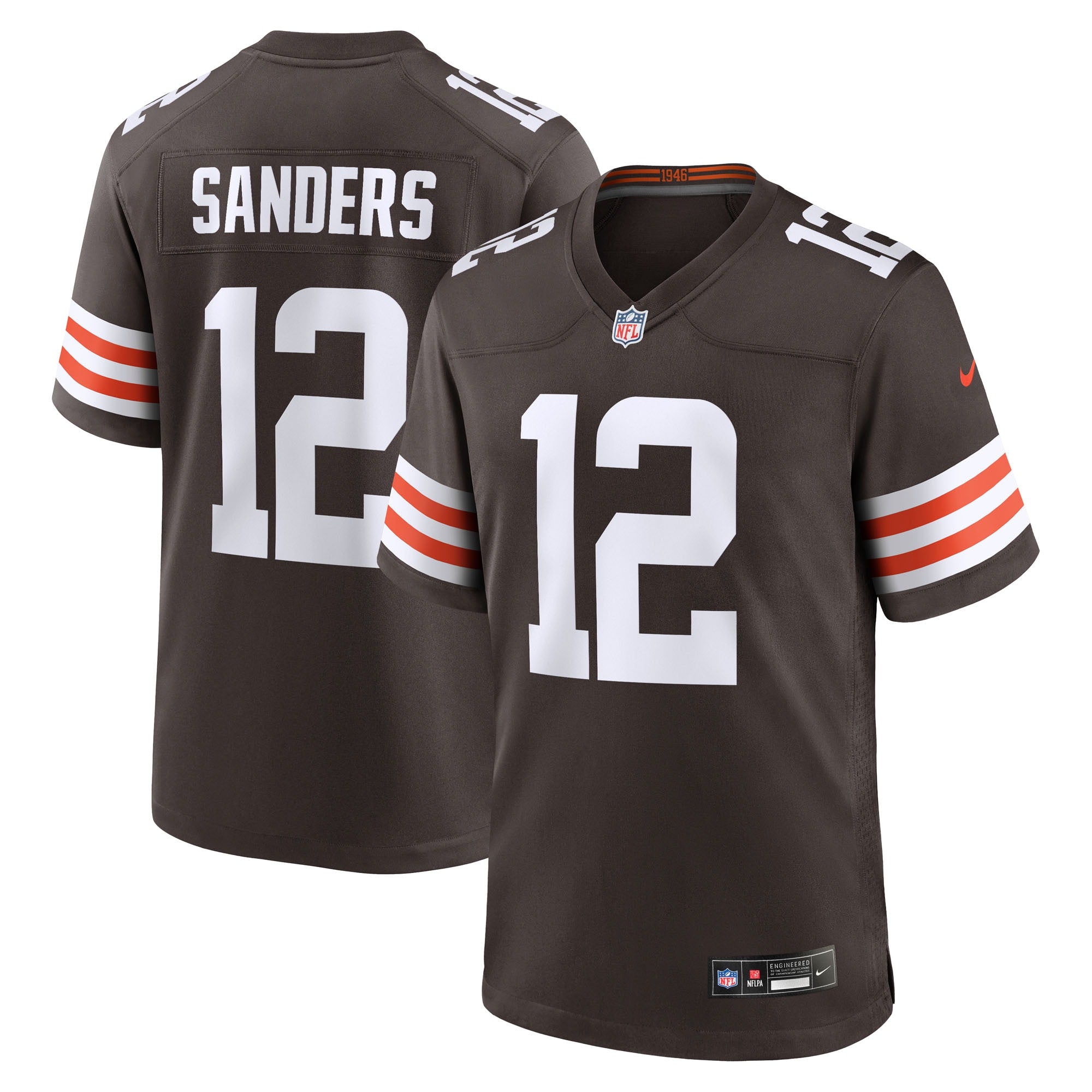 Shedeur Sanders Cleveland Browns Nike 2025 NFL Draft Game Jersey - White/Brown - Image 6